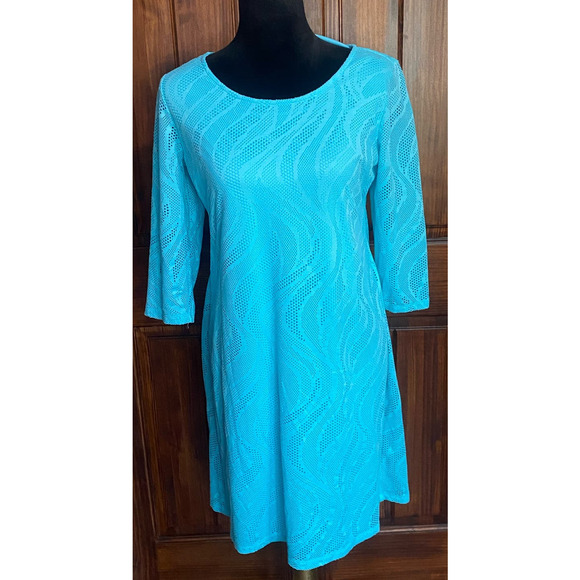 Dana Buchman Light Ocean Blue Spring/Summer Dress, Size Large - Picture 1 of 4